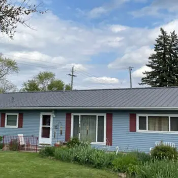 Residential home with metal roofing